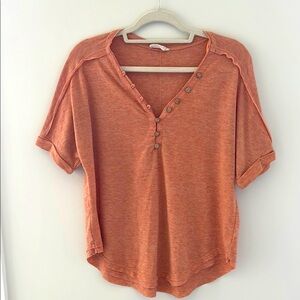 Women's Orange v-neck Button-Up Top size S